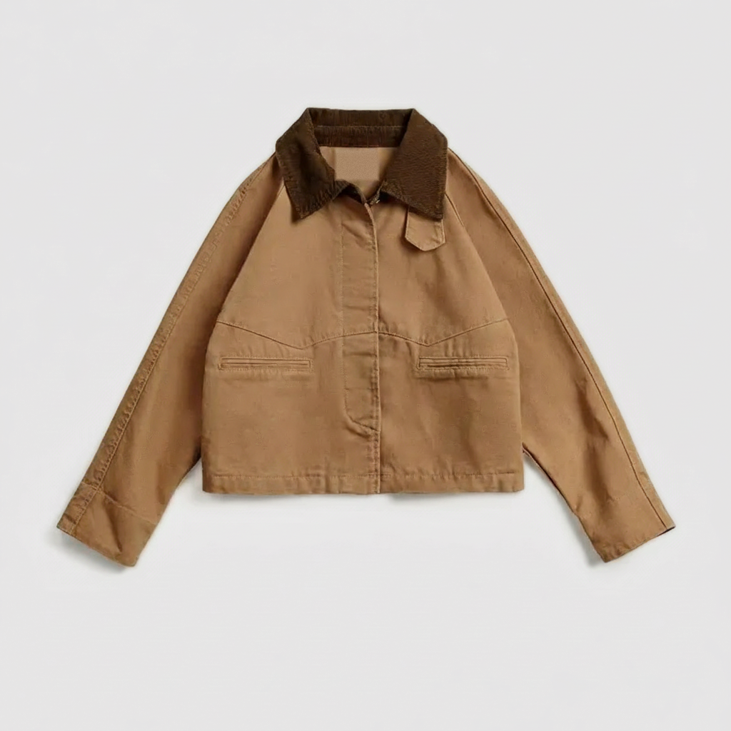 Ada Cord-Collar Barn Jacket - Camel - front