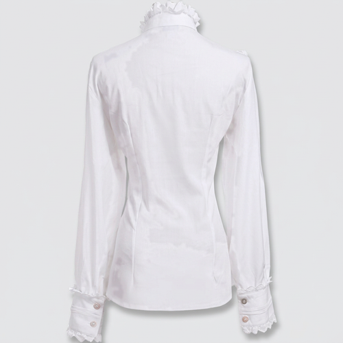 Adeline Ruffle Poet Blouse - White - back