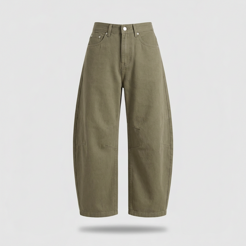 Billie Barrel-Leg Jeans - Olive - front