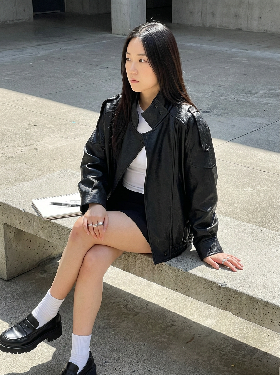 Juno Oversized Faux Leather Jacket – how it looks worn
