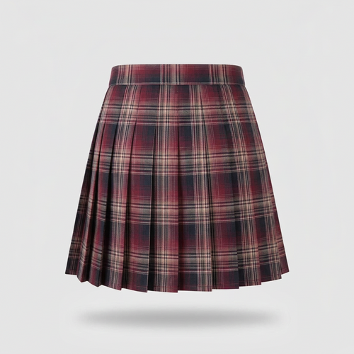Blair Pleated Plaid Mini Skirt - Burgundy Tartan - back