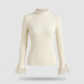 Blythe Lace-Cuff Rib Sweater