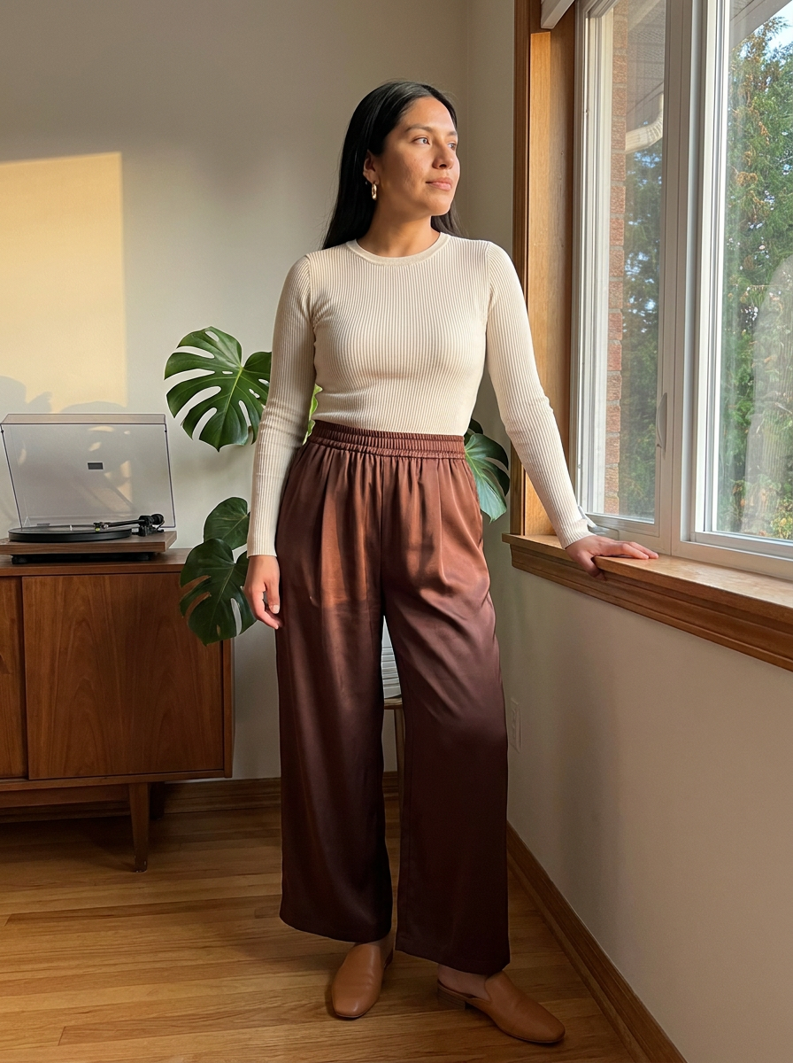 Estelle Satin Wide-Leg Pants – how it looks worn