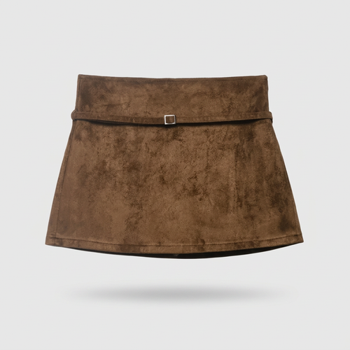Bronwyn Suede Mini Skirt - Brown - front