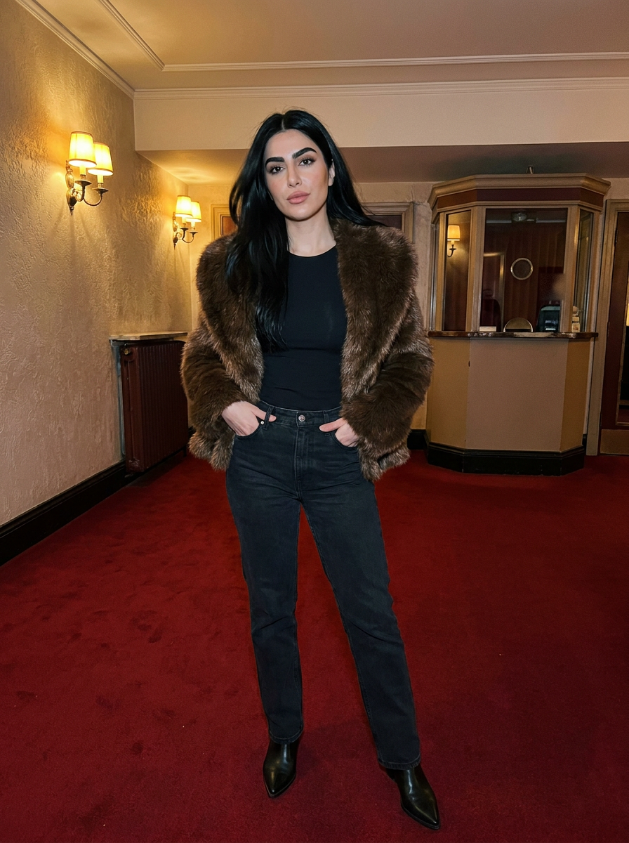 Greta Shaggy Faux Fur Jacket – how it looks worn
