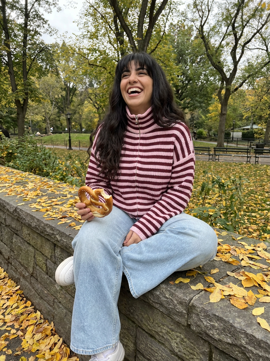 Wren Striped Zip Cardigan – how it looks worn