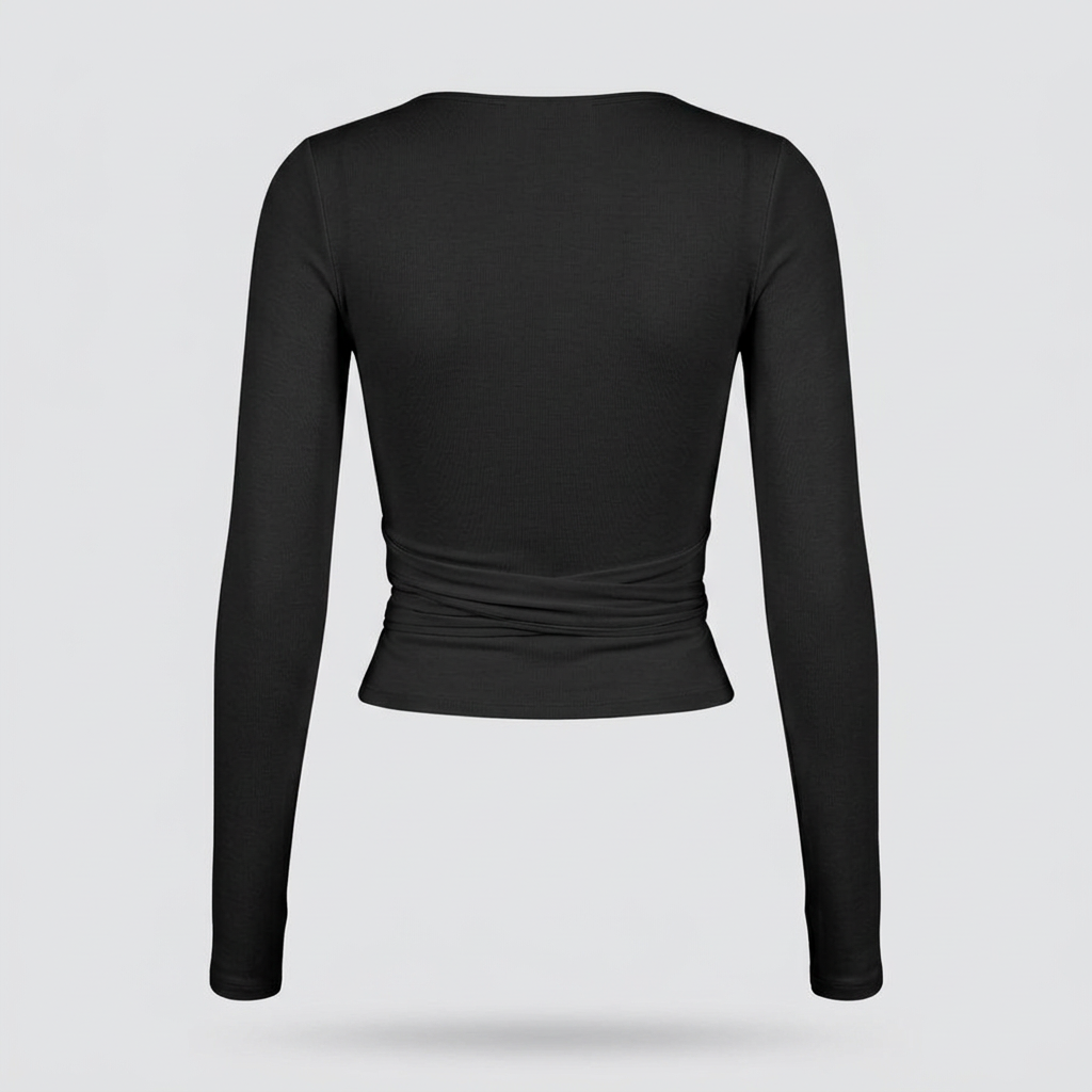 Clara Ballet Wrap Top - Black - back