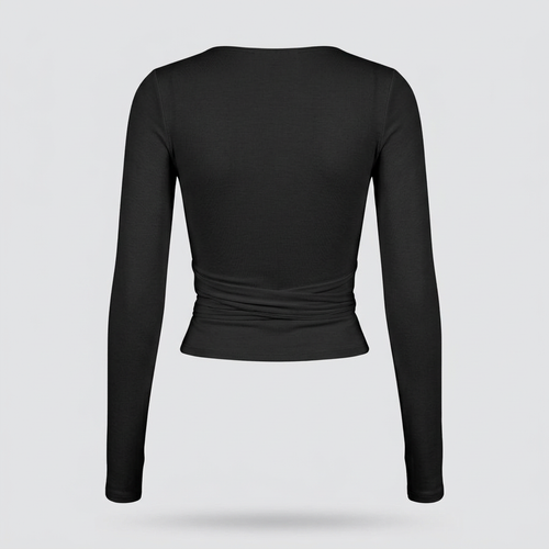 Clara Ballet Wrap Top - Black - back