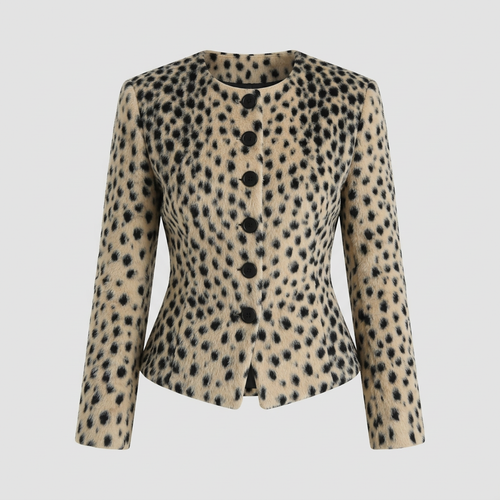 Colette Cheetah Plush Jacket - Cheetah - front