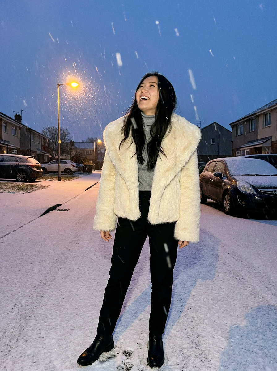 Greta Shaggy Faux Fur Jacket – how it looks worn