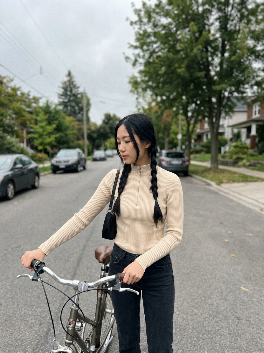 Ivy Ribbed Half-Zip Sweater – how it looks worn