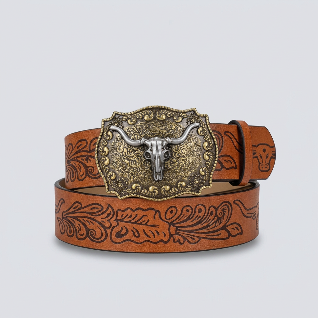 Dakota Longhorn Western Belt - Camel - back