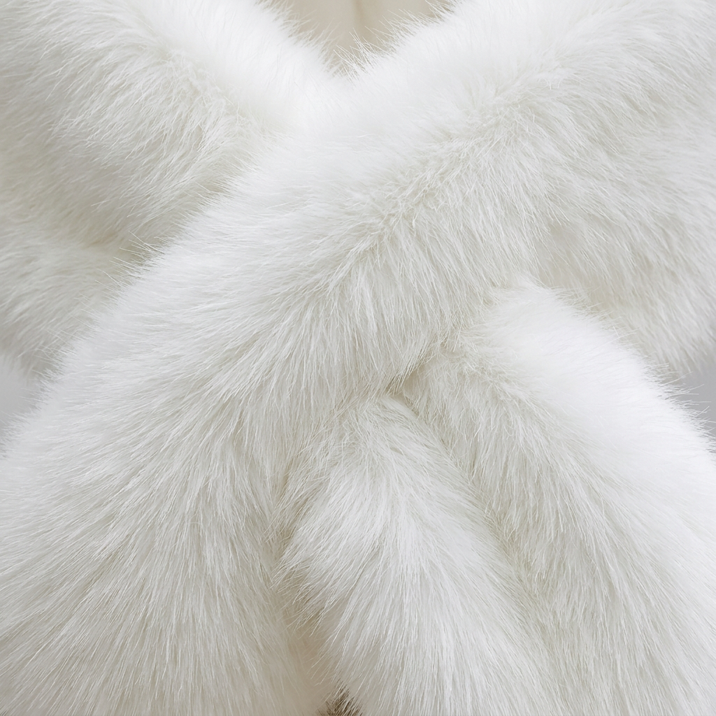 Esme Faux Fur Stole - White - detail