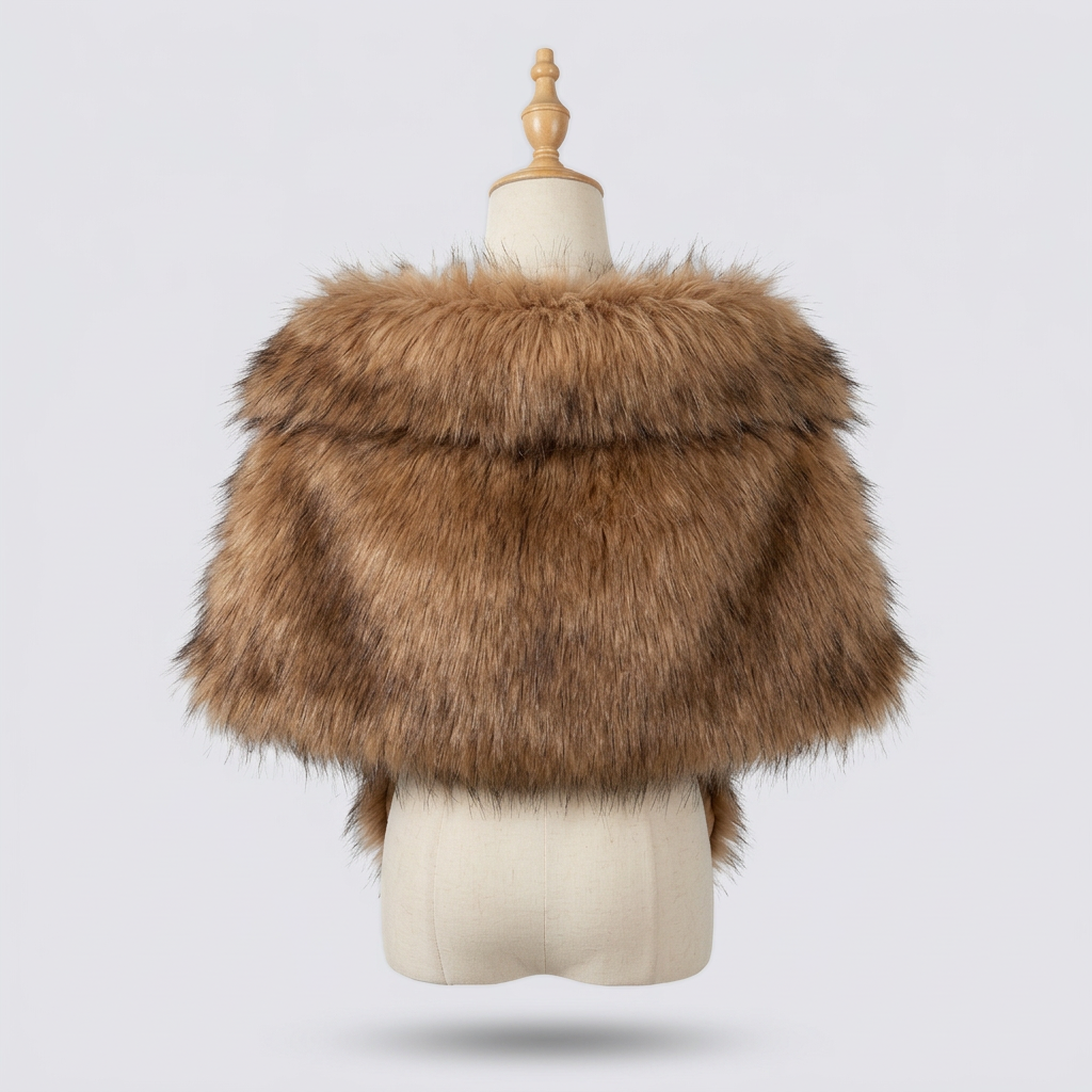 Esme Faux Fur Stole - Brown - back