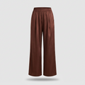 Estelle Satin Wide-Leg Pants - Chocolate - front