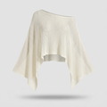 Faye Sheer Knit Poncho - Cream - front