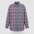 Frankie Oversized Plaid Flannel Shirt - Pink Plaid - front