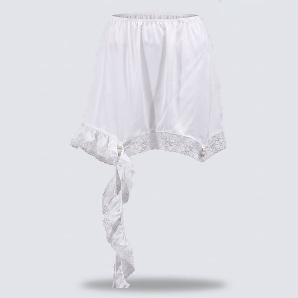 Giselle Lace-Hem Satin Mini Skirt