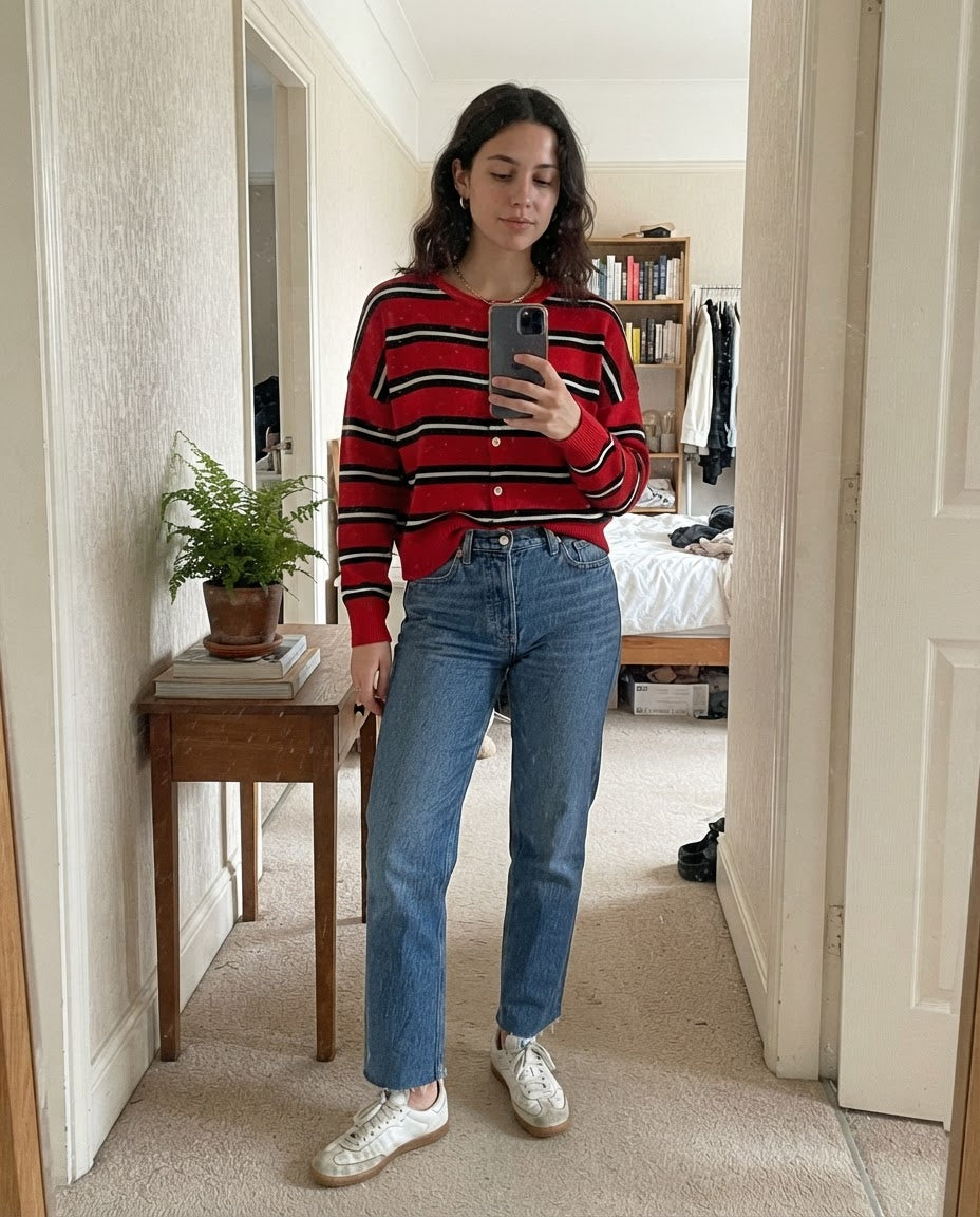 Marlowe Stripe Cardigan – how it looks worn