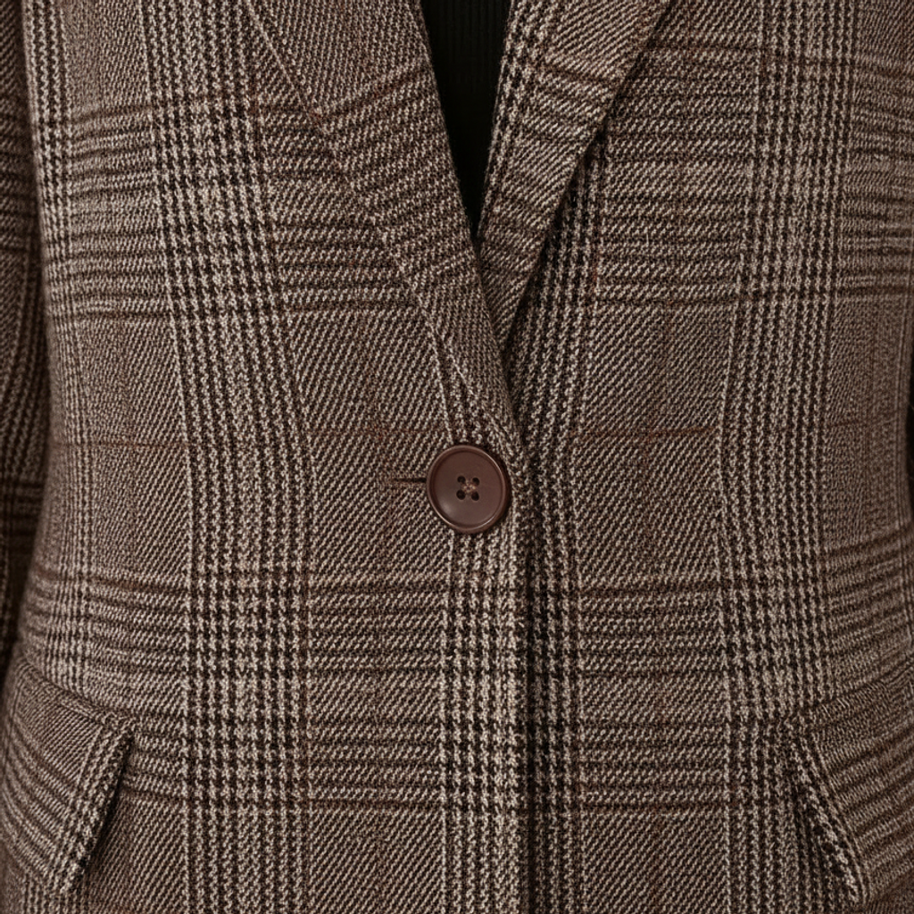 Imogen Check Blazer - Brown Check - detail