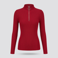 Ivy Ribbed Half-Zip Sweater - Red - front