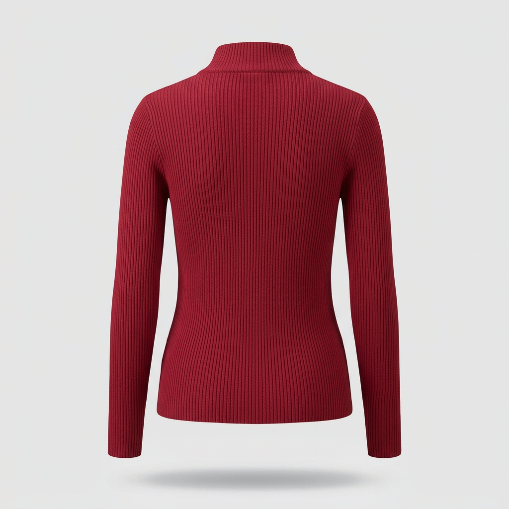 Ivy Ribbed Half-Zip Sweater - Red - back
