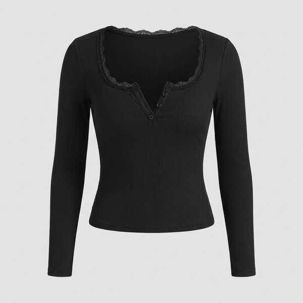 Lottie Lace-Trim Henley Top