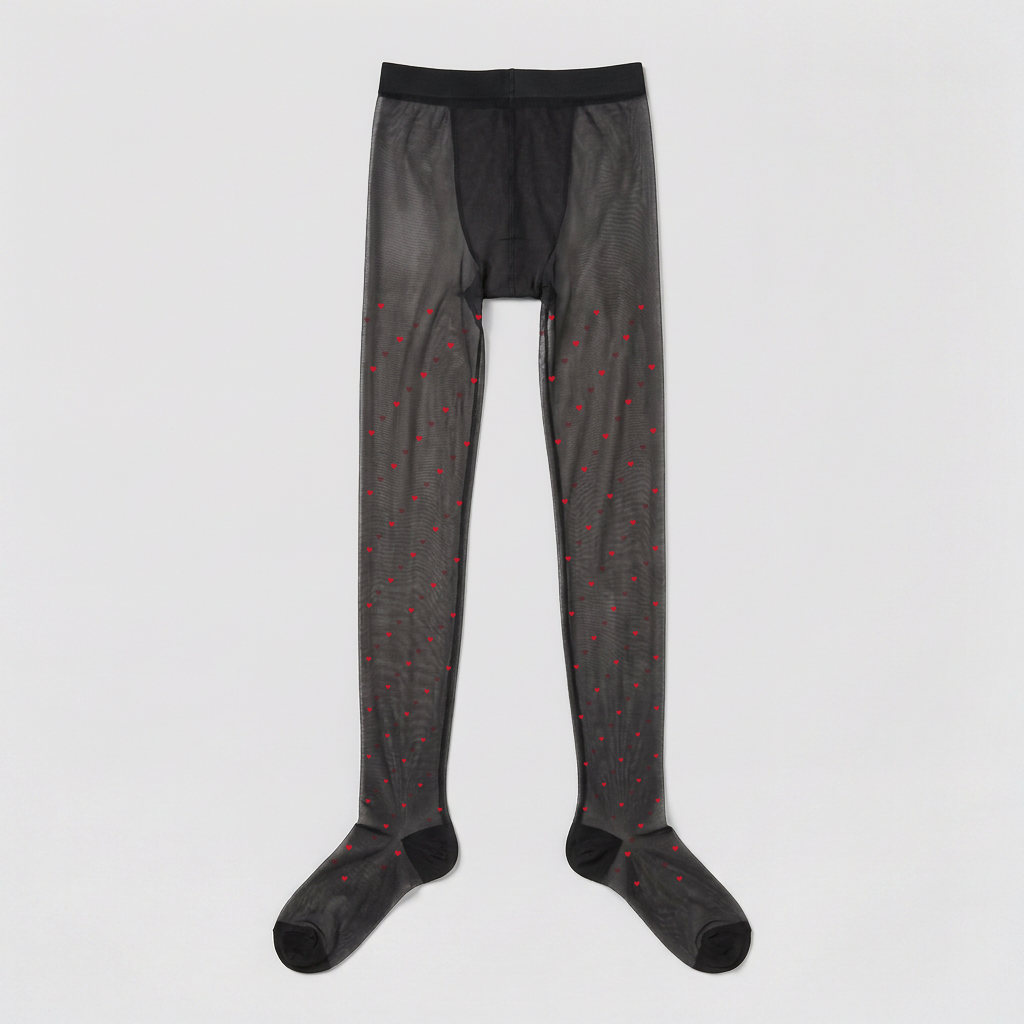 Lulu Heart Sheer Tights - Red Hearts - front