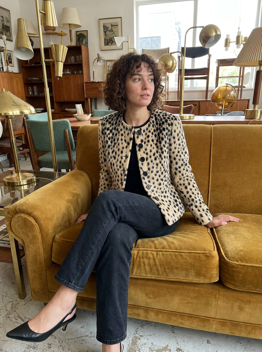 Colette Cheetah Plush Jacket – how it looks worn