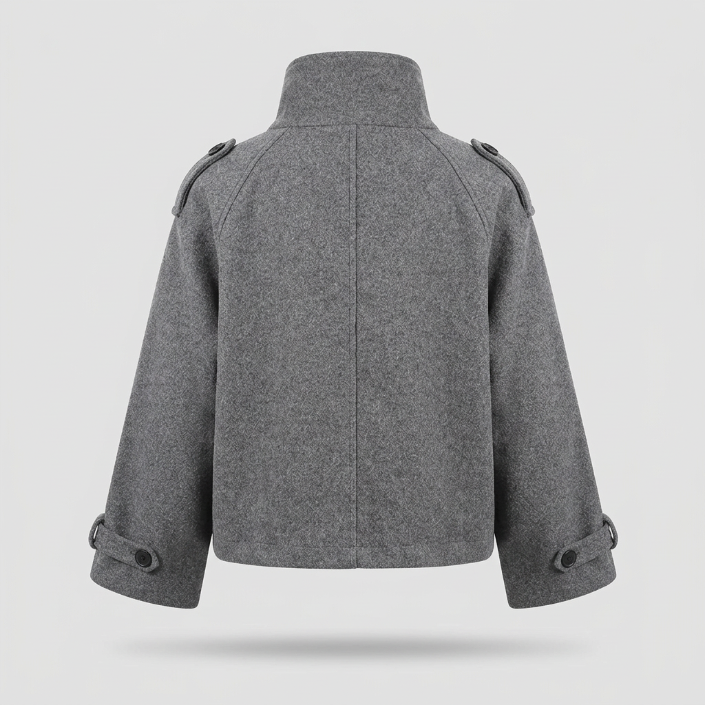 Margaux Funnel-Neck Jacket - Grey - back