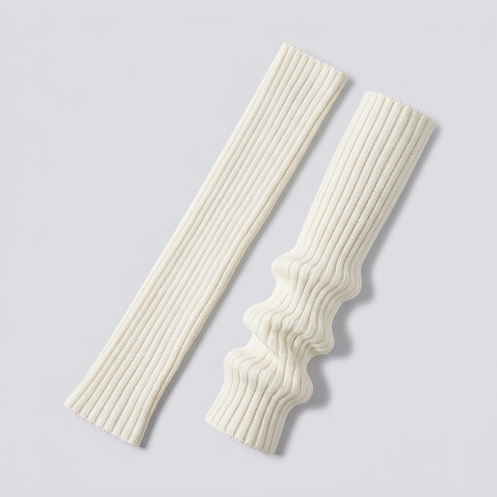 Nola Ribbed Leg Warmers - Ivory White - back