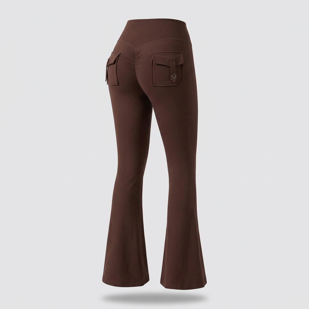 Riley High-Rise Flare Leggings - Chocolate Brown - back
