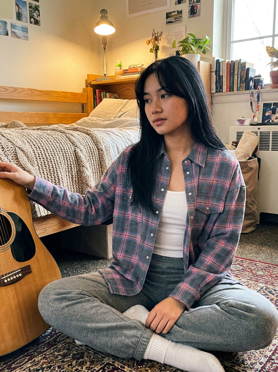 Frankie Oversized Plaid Flannel Shirt – how it looks worn