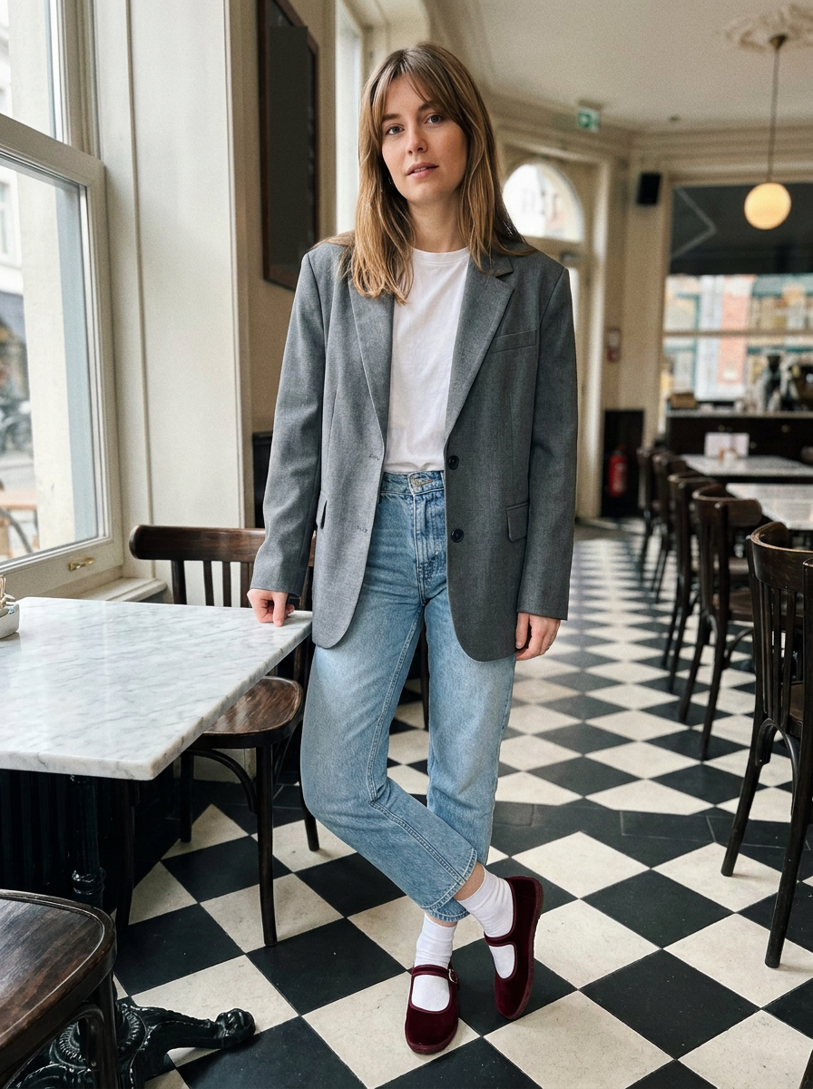 Romy Velvet Mary Jane Flats – how it looks worn