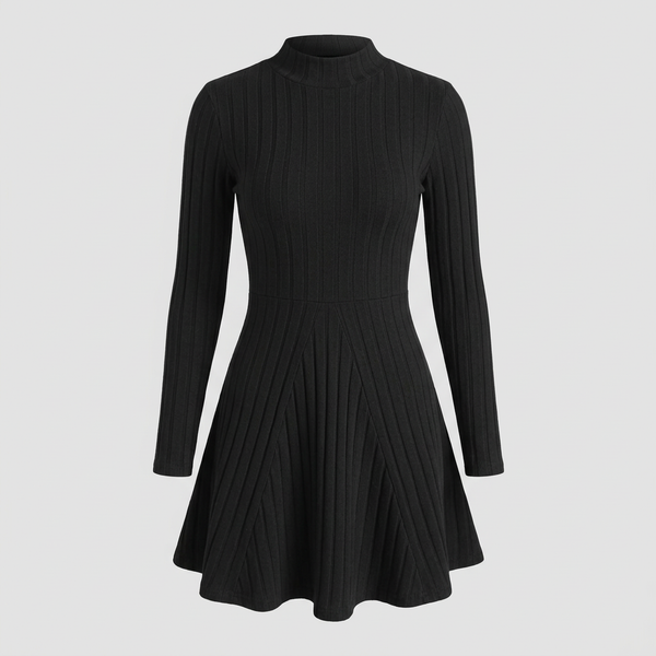 Sloane Ribbed Mock-Neck Skater Dress
