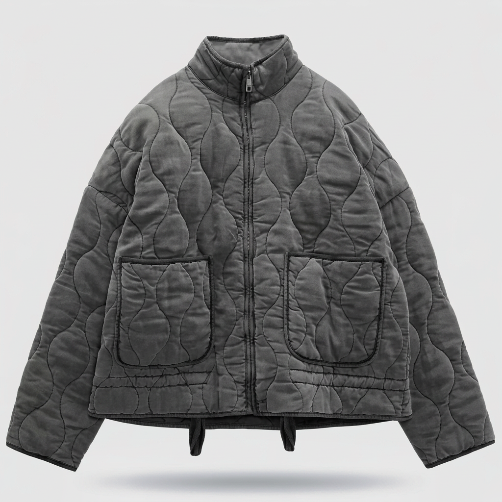 Tamsin Quilted Liner Jacket - Charcoal Grey - front