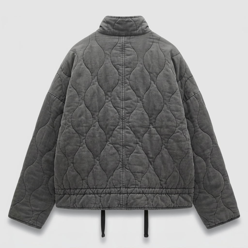 Tamsin Quilted Liner Jacket - Charcoal Grey - back