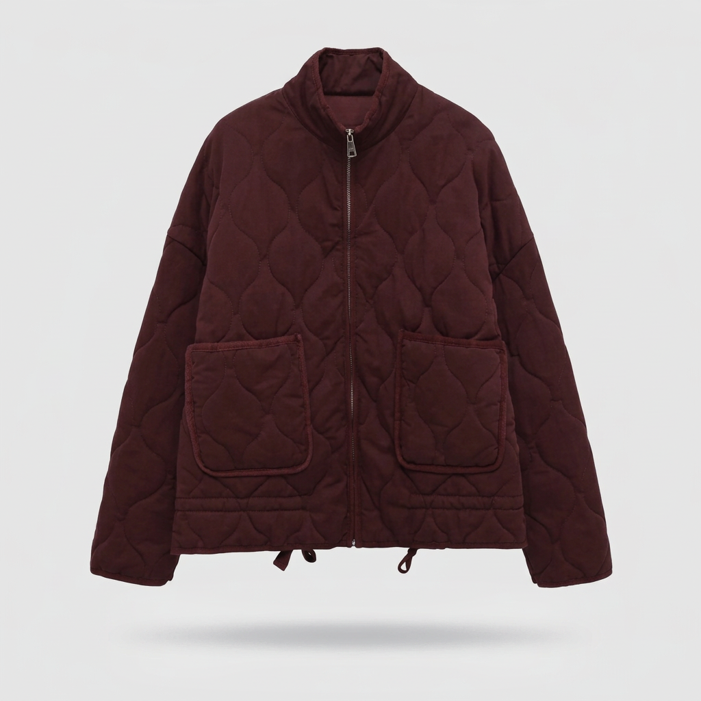 Tamsin Quilted Liner Jacket - Burgundy - front