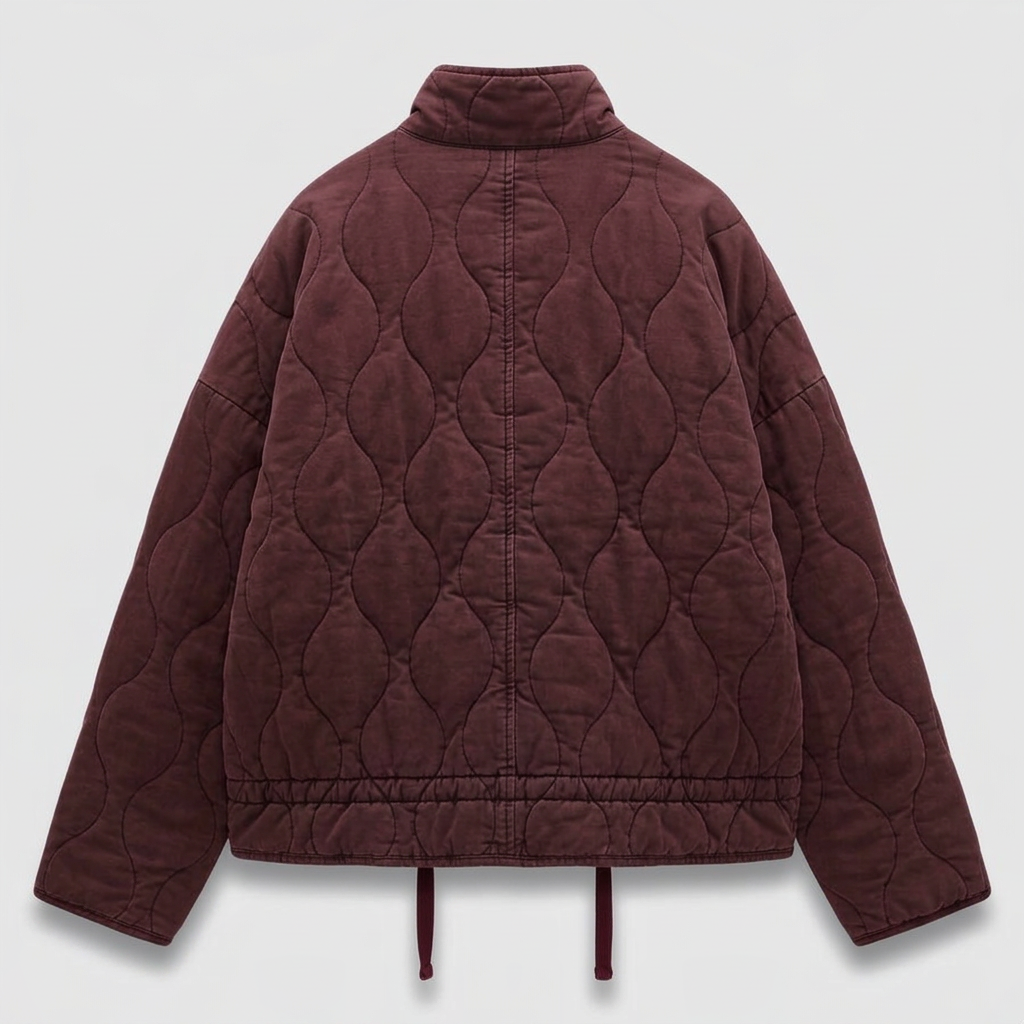 Tamsin Quilted Liner Jacket - Burgundy - back