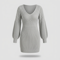 V-Neck Honeycomb Knit Mini Dress