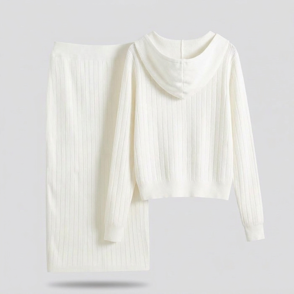 Vesper Rhinestone Knit Twinset - White - back