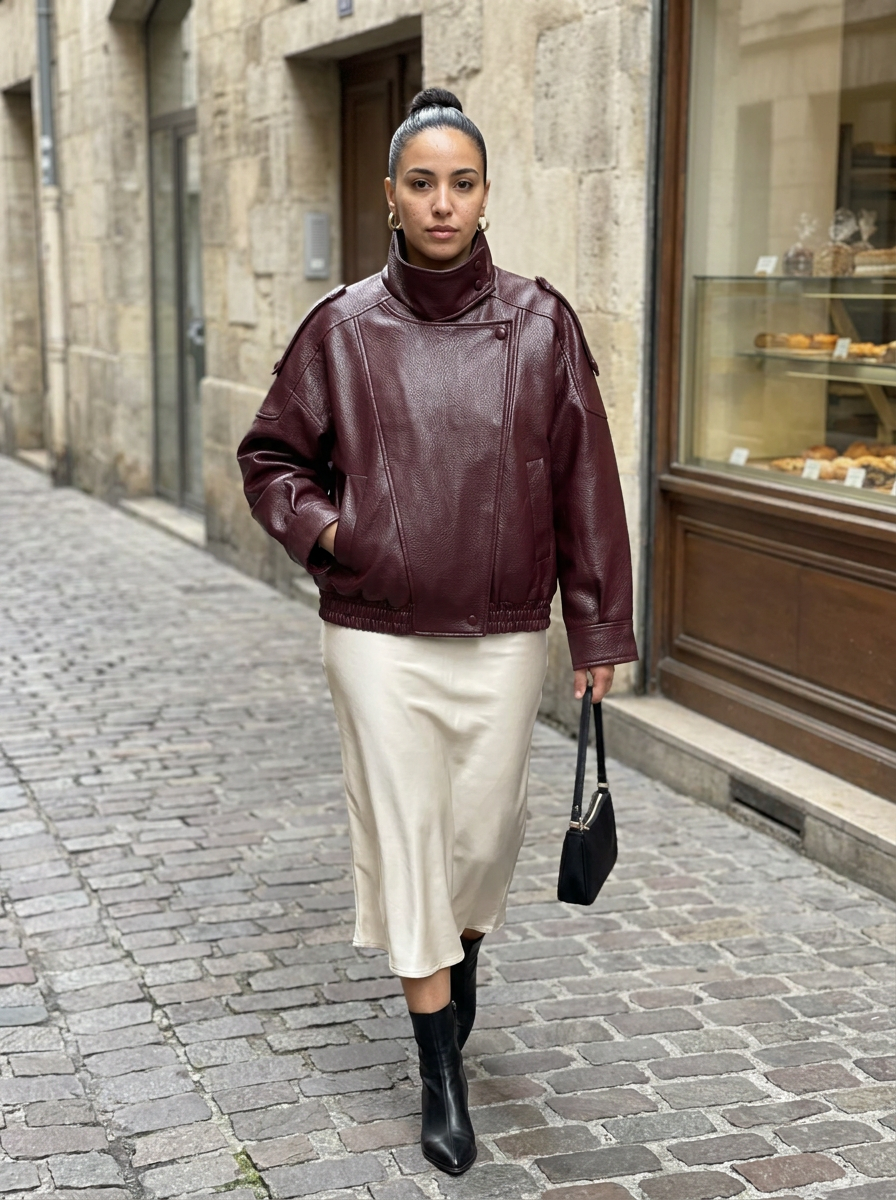Juno Oversized Faux Leather Jacket – how it looks worn
