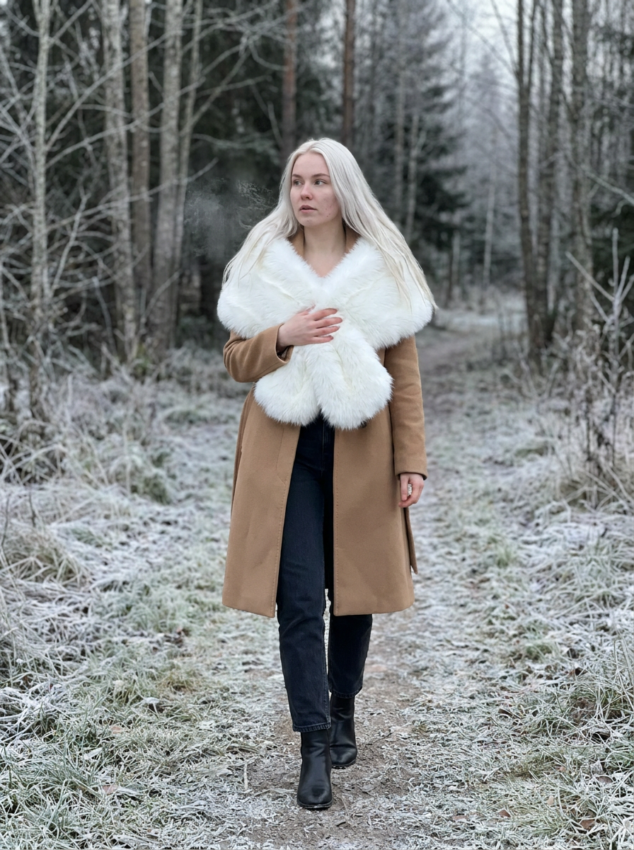 Esme Faux Fur Stole – how it looks worn