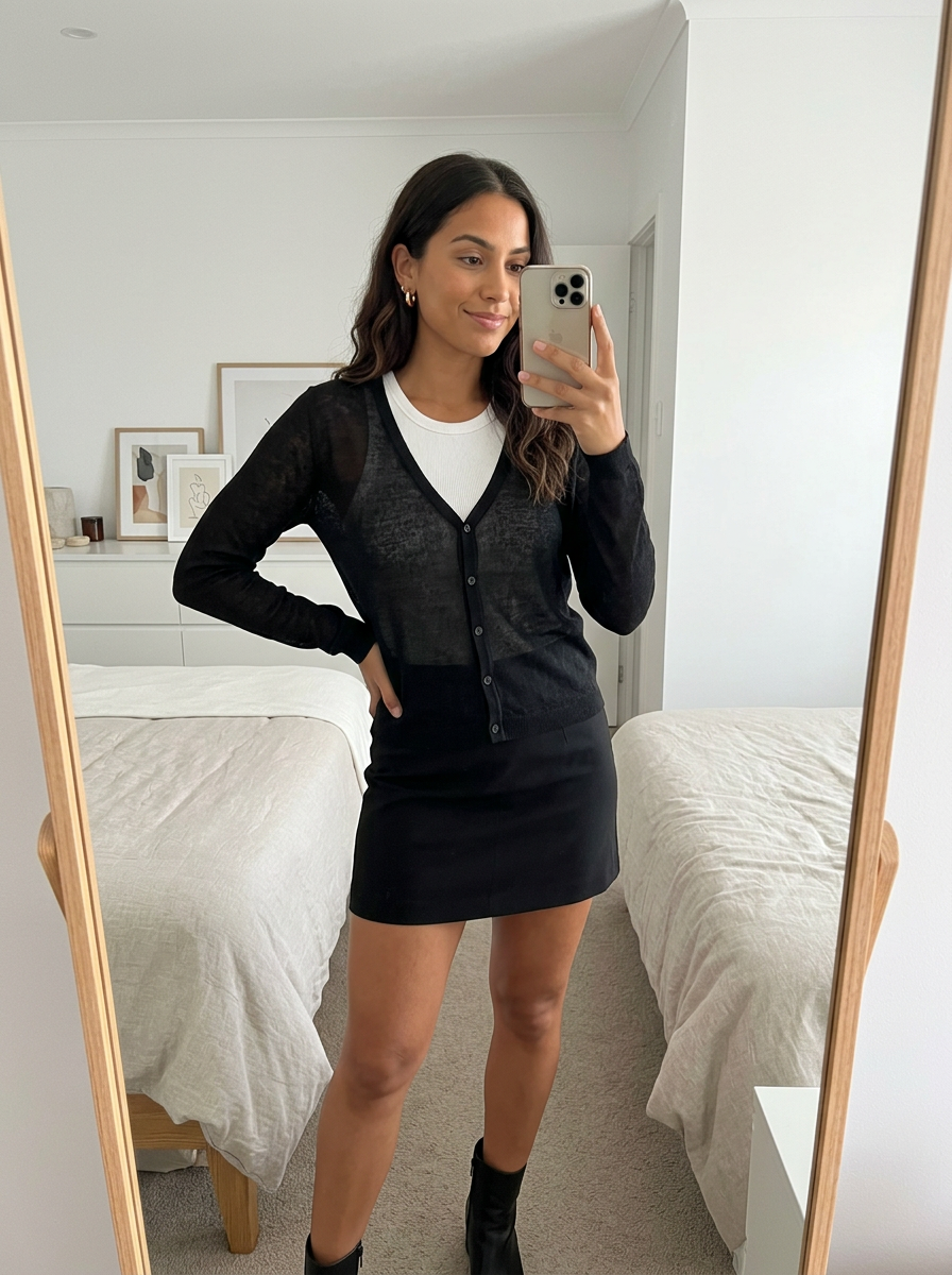 Elowen Sheer Cardigan – how it looks worn