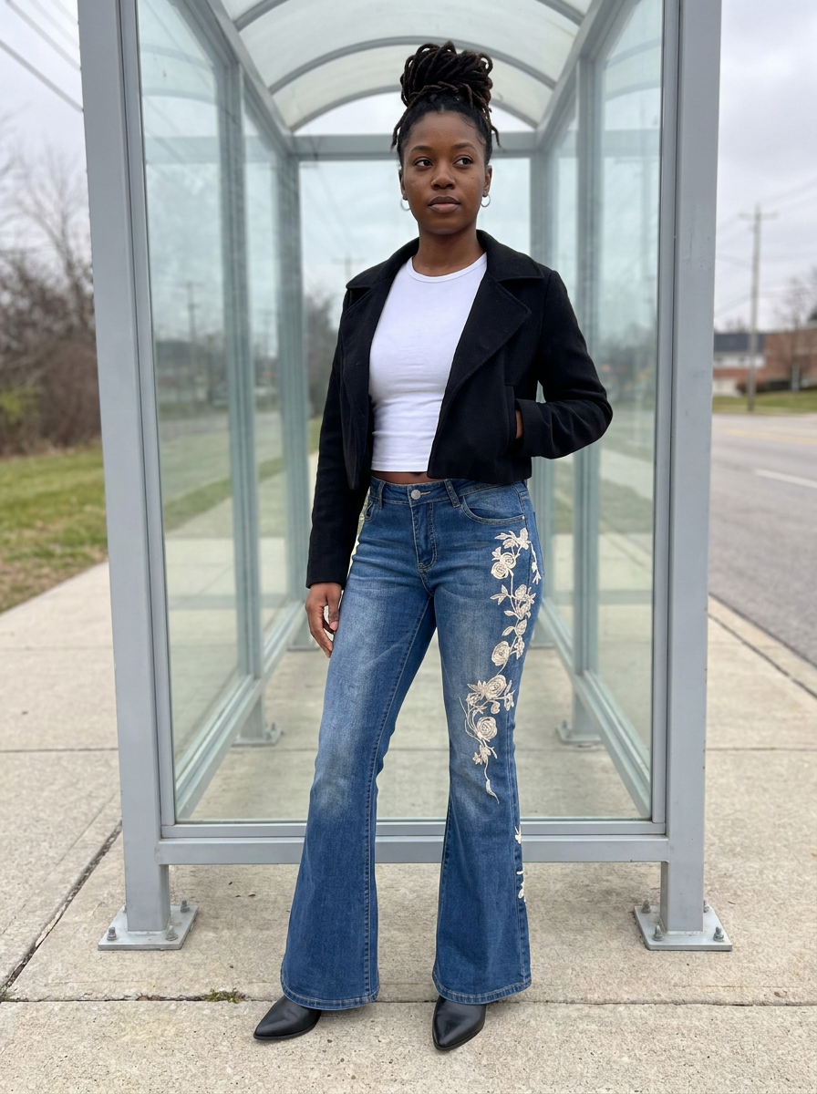 Delphine Rose Flare Jeans – how it looks worn