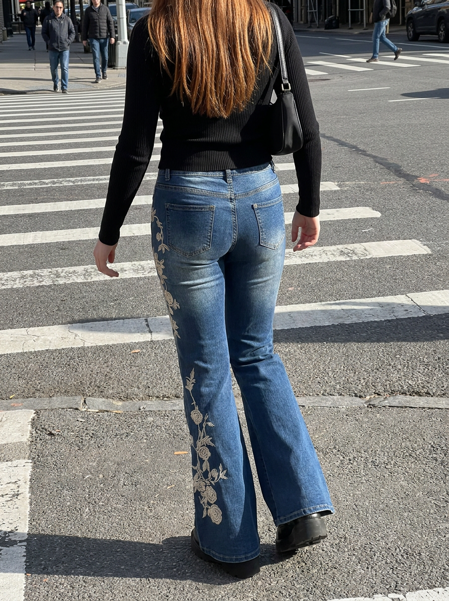 Delphine Rose Flare Jeans – how it looks worn